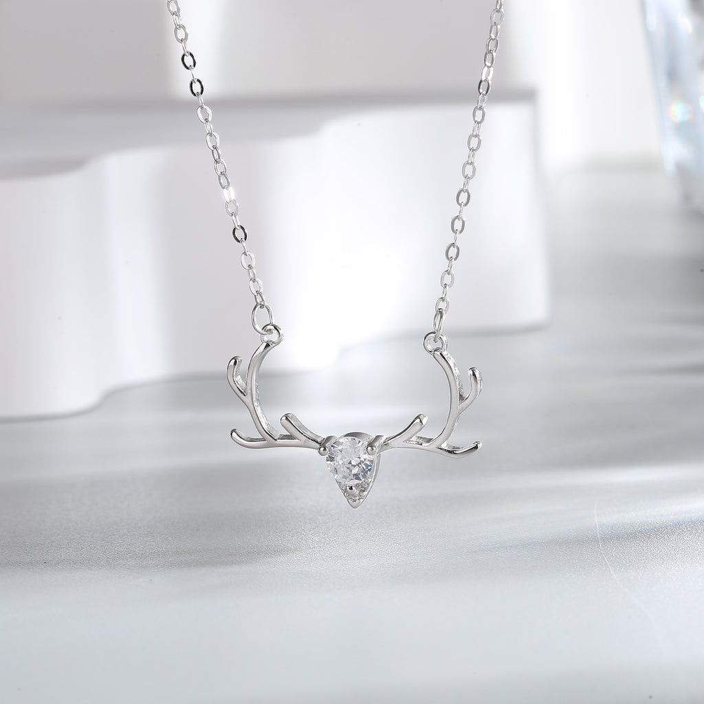 Damen filigrane Halskette mit elegantem Geweih-Anhänger Shop Nory
