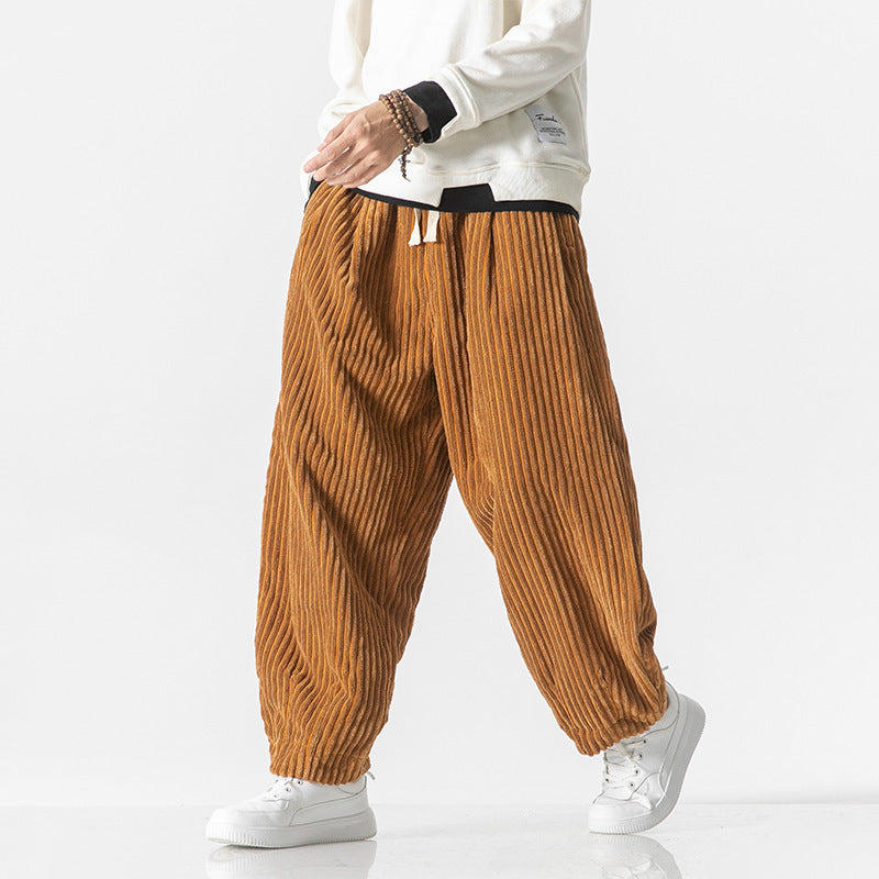 Herren Weit geschnittene Cord-Ballonhose mit Tunnelzugbund und breitem Rippenrelief Shop Nory