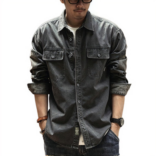 Herren Baumwoll-Utility-Overshirt mit Pattentaschen Shop Nory