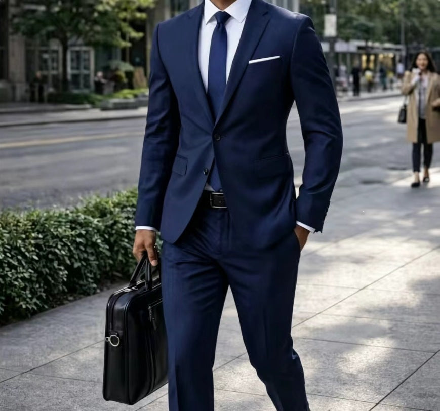 Herren Zweiteiliger Slim-Fit Businessanzug mit tailliertem Revers und schlanker Anzughose Shop Nory