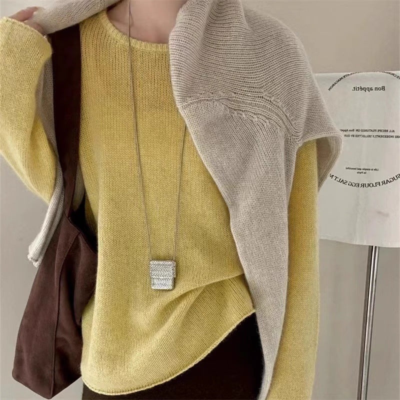 Damen Leichter Oversize-Feinstrickpullover mit Rundhals, dezentem Sheer-Effekt und gerundetem Saum Shop Nory