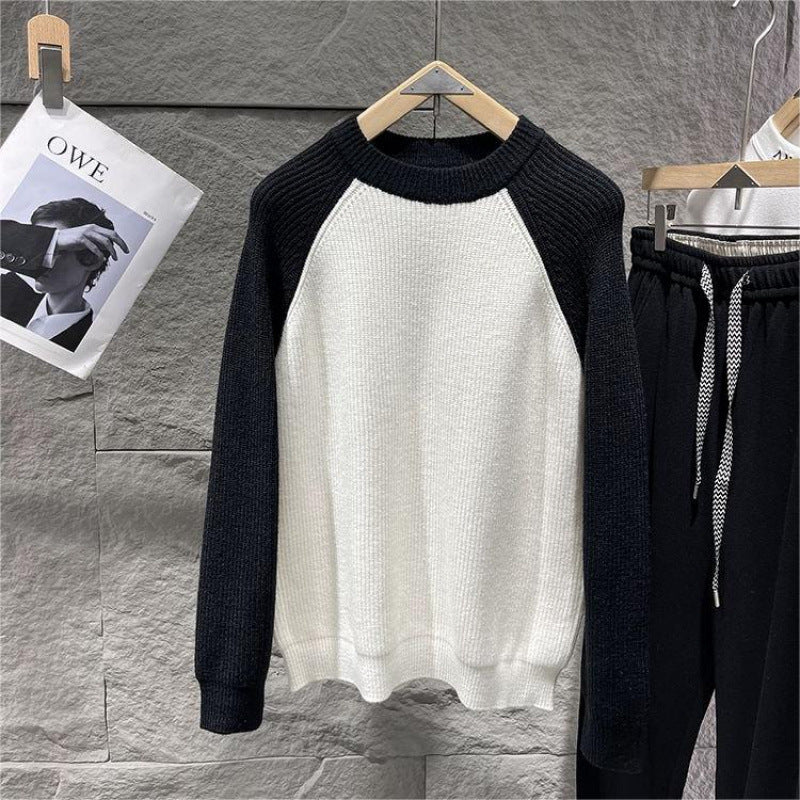 Herren Raglan-Kontraststrickpullover mit feiner Rippstruktur und gerippten Bündchen Shop Nory