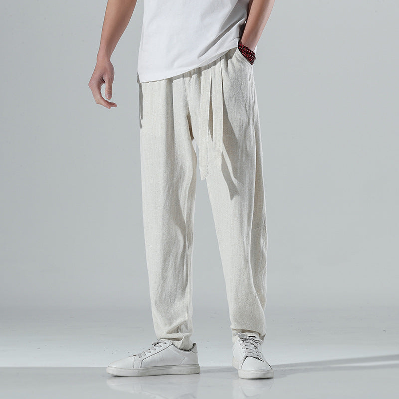 Herren lockere Leinenhose mit Kordelbund und tapered Bein Shop Nory