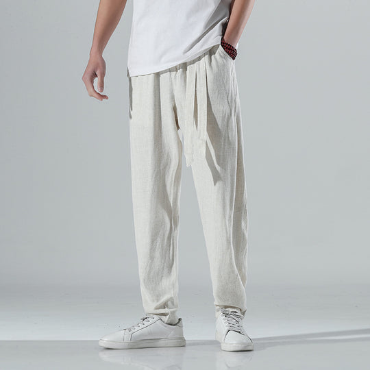 Herren lockere Leinenhose mit Kordelbund und tapered Bein Shop Nory