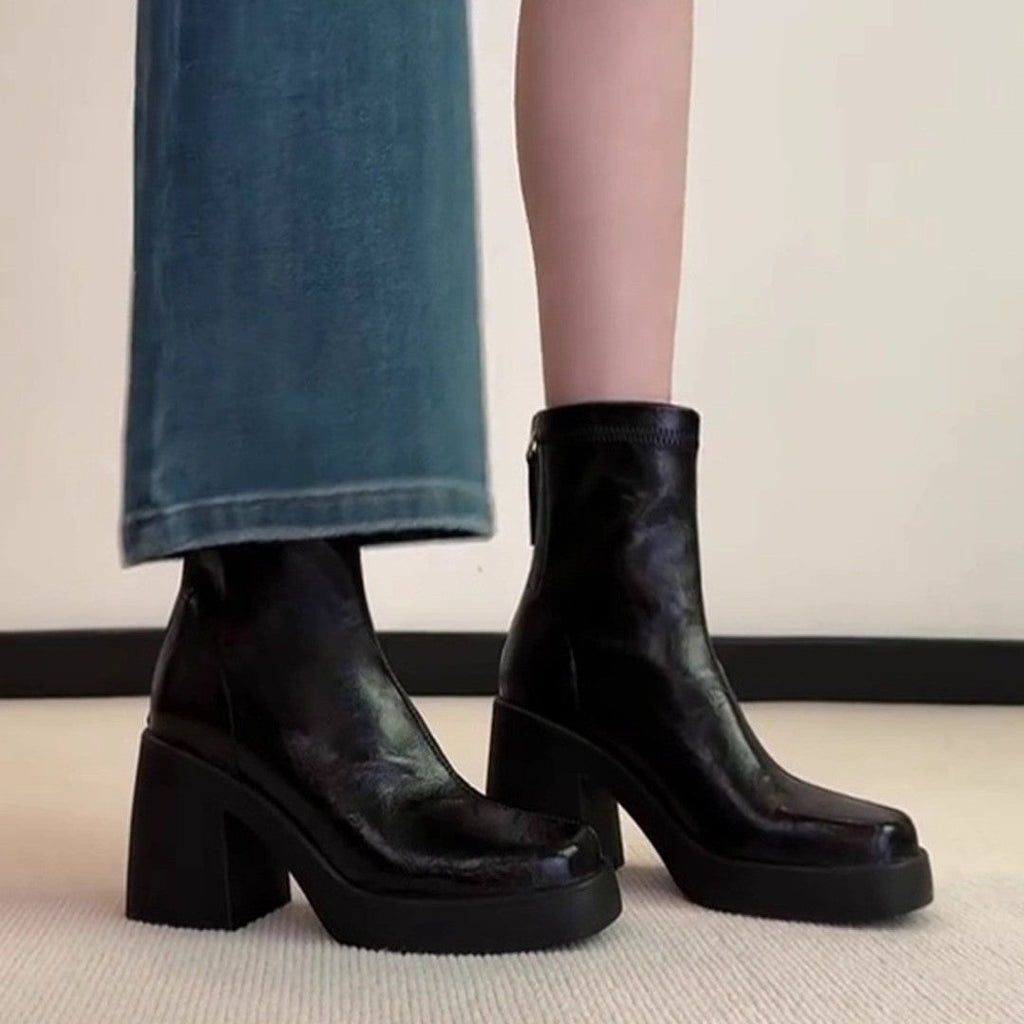 Damen elegante Stiefeletten mit moderner Silhouette und robustem Blockabsatz