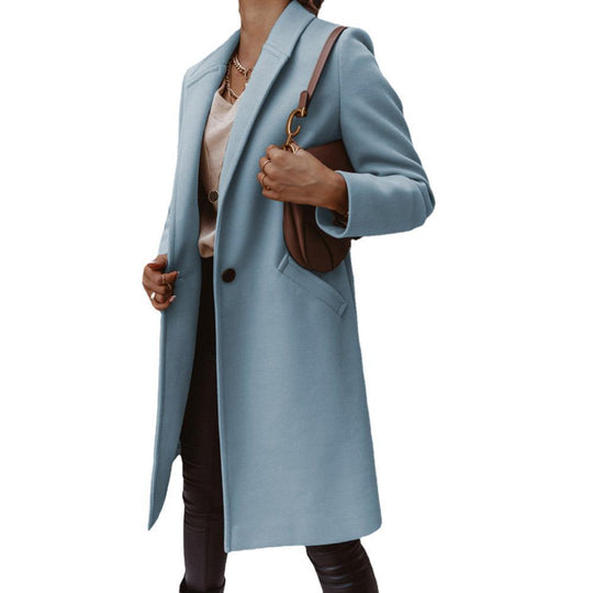 Damen Mantel mit fallendem Revers, geradem Schnitt und Leistentaschen Shop Nory