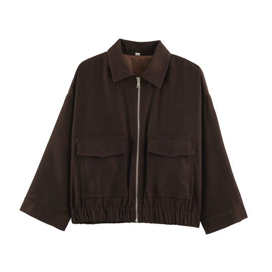 Damen Cropped Utility-Blouson mit elastischem Bund und aufgesetzten Pattentaschen Shop Nory
