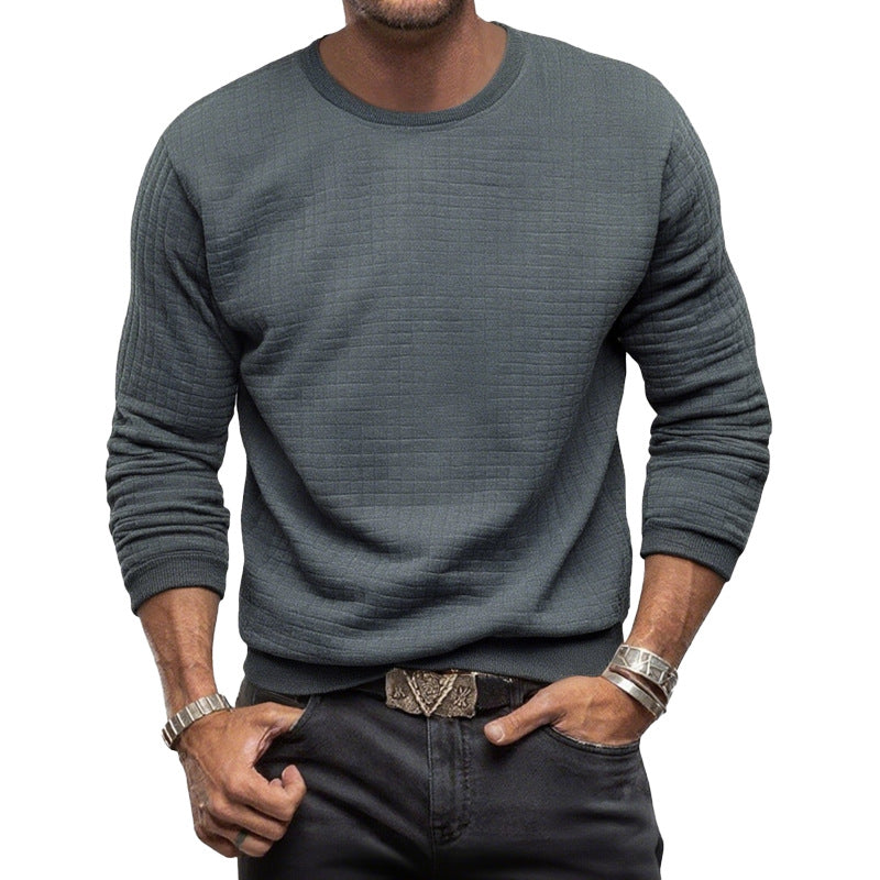 Herren nan strukturiertes Rundhals-Sweatshirt aus gesteppter Baumwollmischung