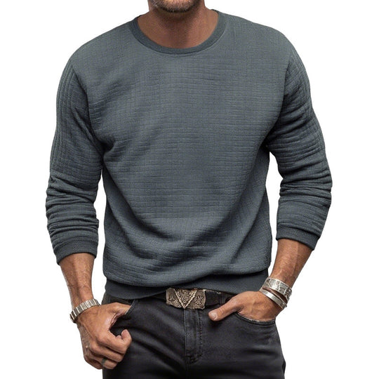 Herren nan strukturiertes Rundhals-Sweatshirt aus gesteppter Baumwollmischung
