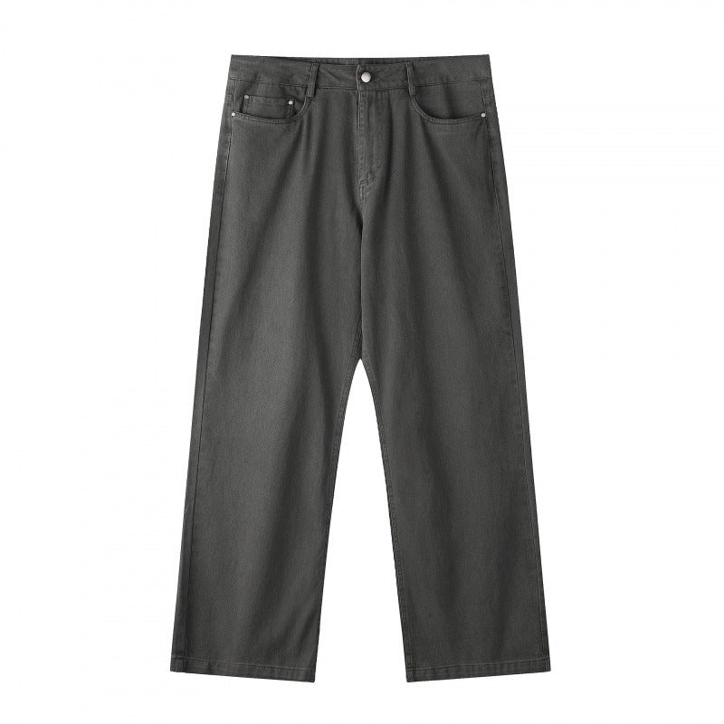 Herren Weite gerade geschnittene Denim-Jeans mit hoher Leibhöhe und Five-Pocket-Design Shop Nory