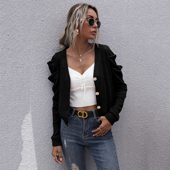 Damen Modischer Cardigan mit Rüschendetails Shop Nory