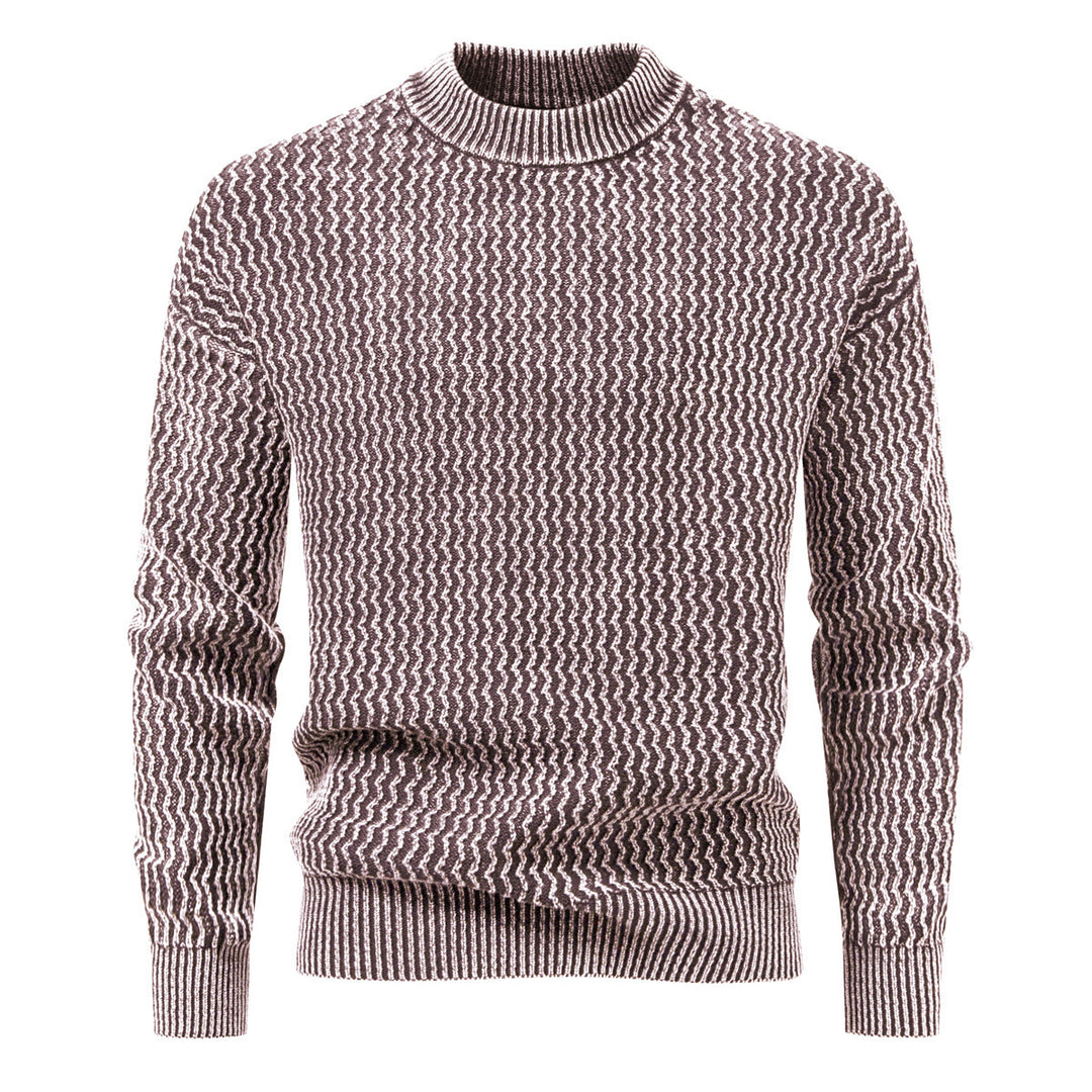 Herren Strukturierter Feinstrick-Pullover mit Stehkragen und Zickzackmuster Shop Nory