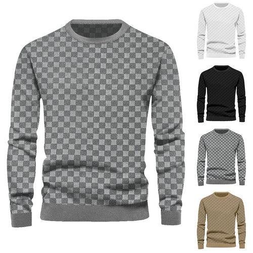 Herren Texturierter Strickpullover mit feiner Karo‑Waffelstruktur & geripptem Saum Shop Nory
