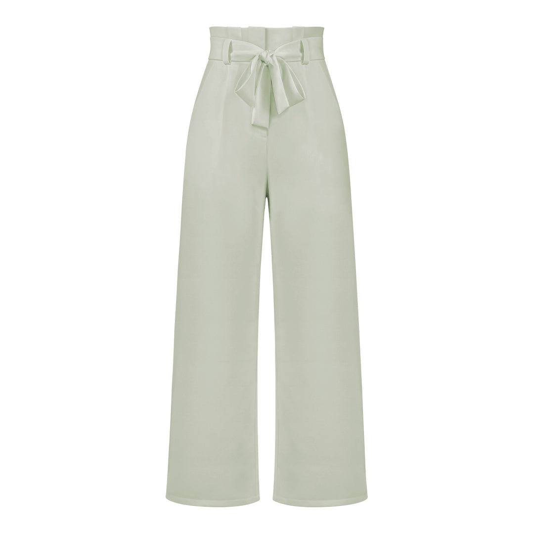 Damen hochtaillierte Paperbag-Hose mit weitem Bein und Taillengürtel Shop Nory