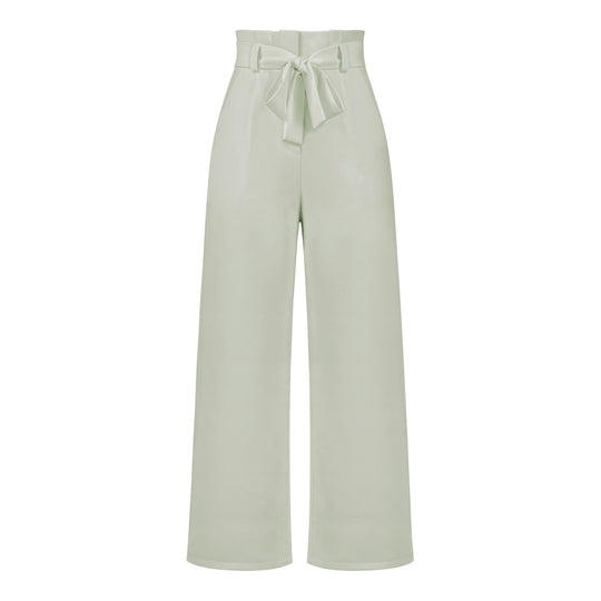 Damen hochtaillierte Paperbag-Hose mit weitem Bein und Taillengürtel Shop Nory