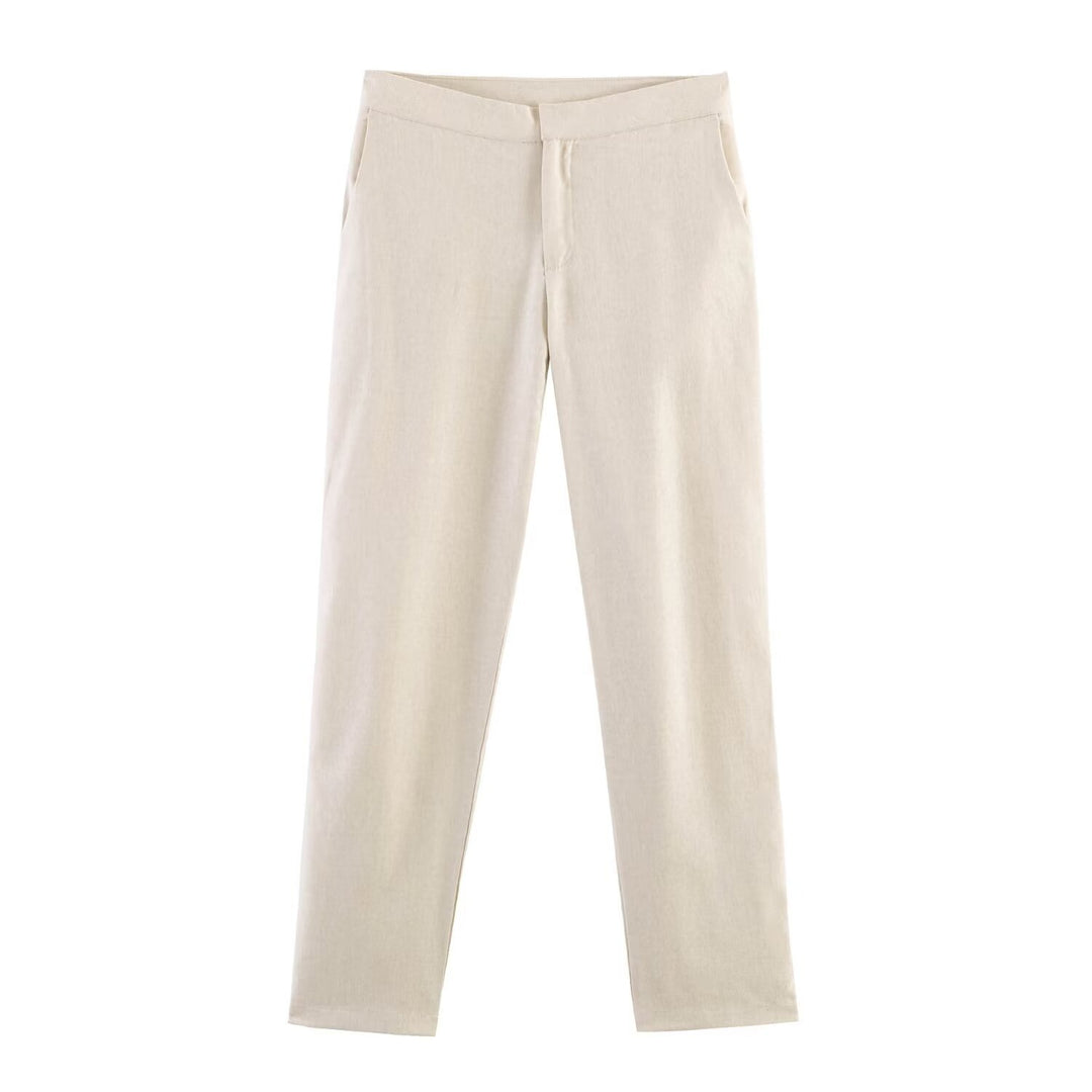Damen Schlanke gerade Stoffhose mit verdecktem Reißverschluss und Eingrifftaschen Shop Nory