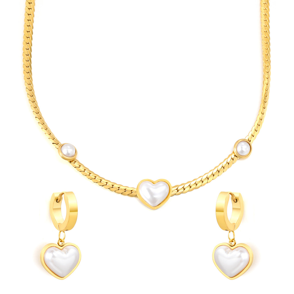 Damen Schmuckset mit herzförmigem Anhänger und eleganten Ohrsteckern Shop Nory