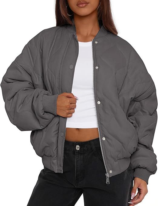 Damen Übergroße Stepp-Bomberjacke mit wattierter Polsterung und Raglanärmeln Shop Nory
