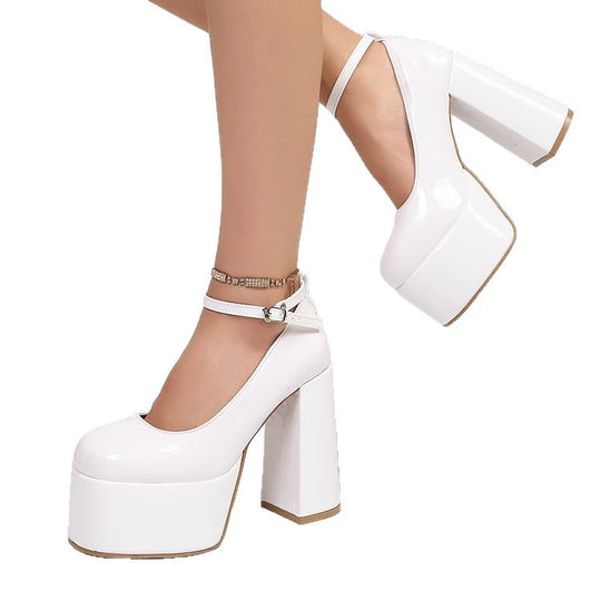Damen Plateau-High Heels mit schickem Riemendesign