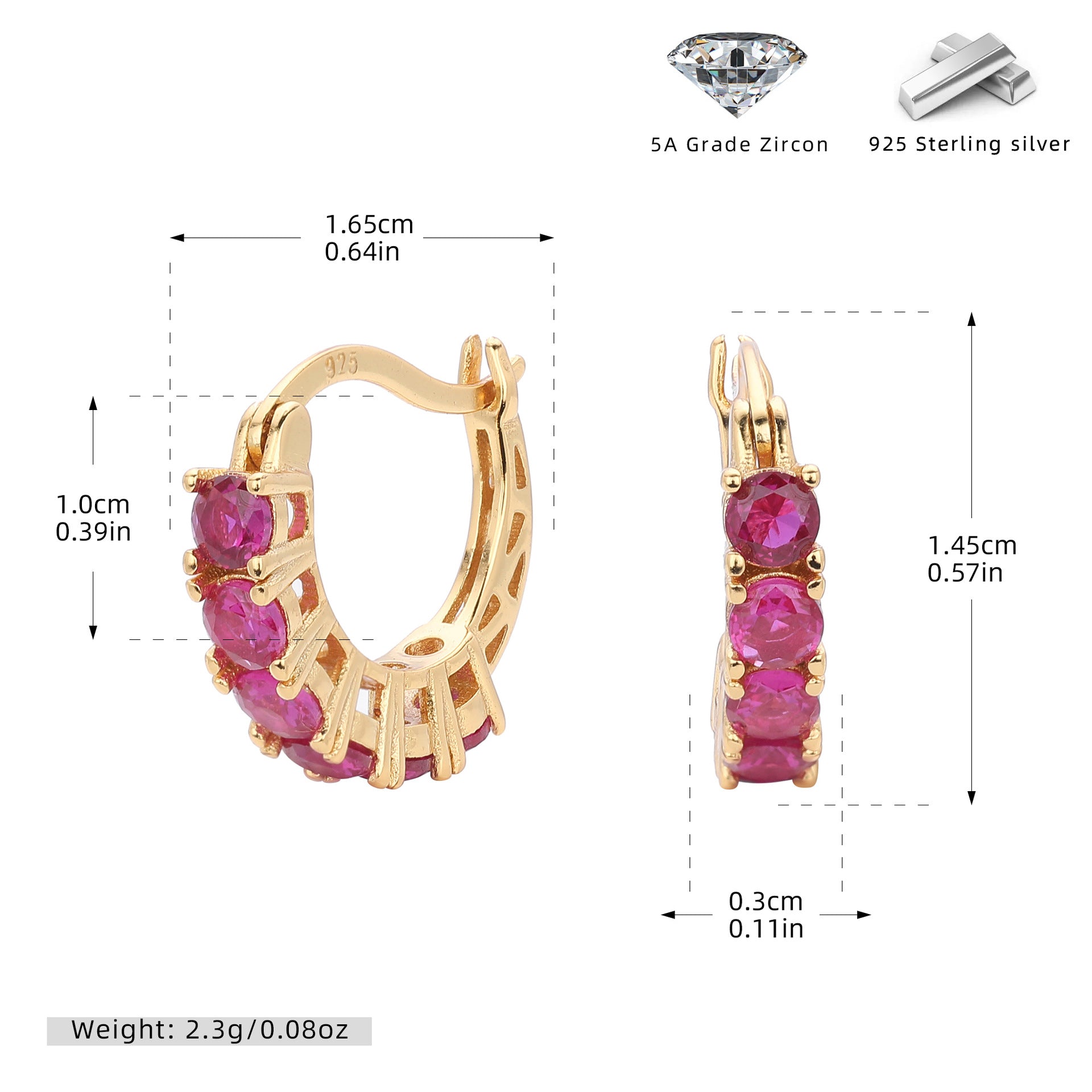 Damen Creolenohrringe mit funkelnden Zirkonsteinen aus hochwertigem 925 Sterling Silber Shop Nory