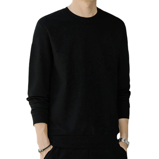 Herren Minimalistisches Baumwoll-Sweatshirt mit Rundhals und gerippten Bündchen Shop Nory