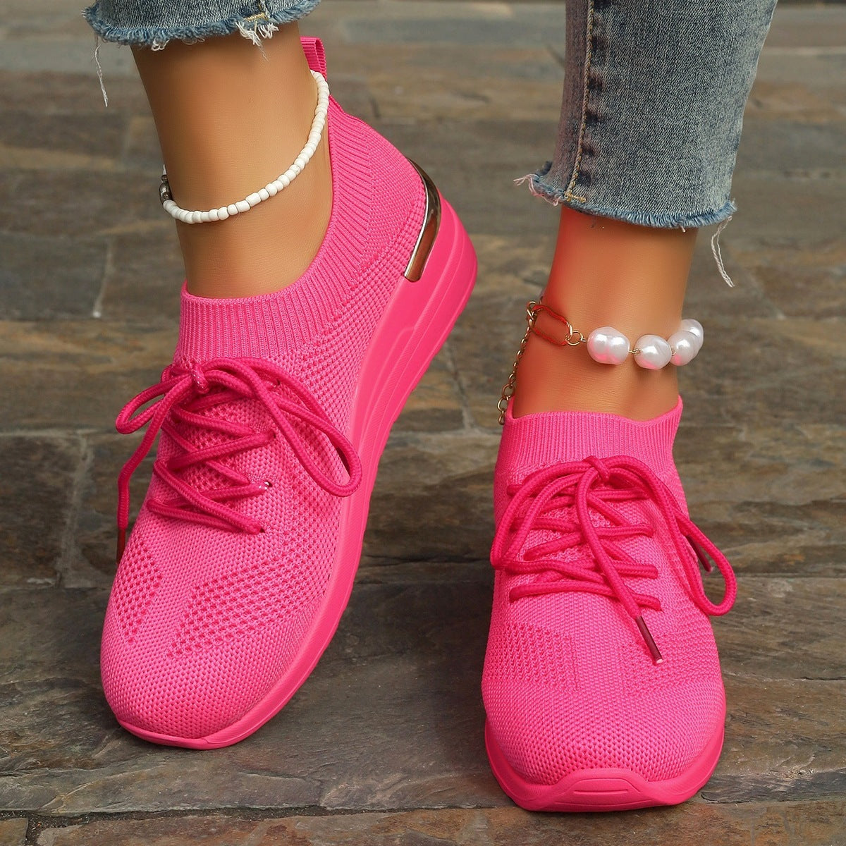 Damen Sportliche Sneaker mit innovativem Strickdesign