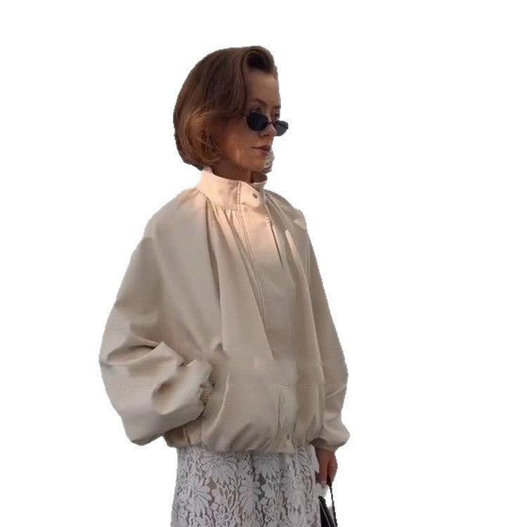 Damen Oversize Blousonjacke mit Stehkragen und Volumenärmeln Shop Nory