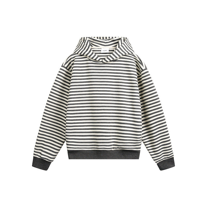 Unisex Gestreifter Kapuzenpullover im Boxy-Cut mit Raglanärmeln Shop Nory