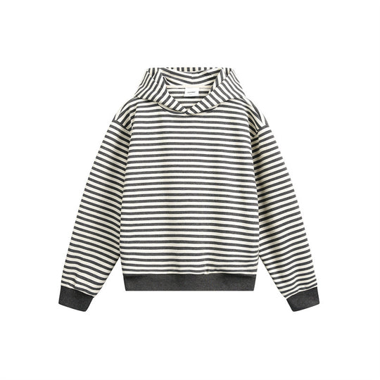 Unisex Gestreifter Kapuzenpullover im Boxy-Cut mit Raglanärmeln Shop Nory