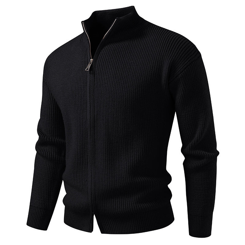 Herren Strickjacke mit hohem Kragen und innovativem Reißverschluss