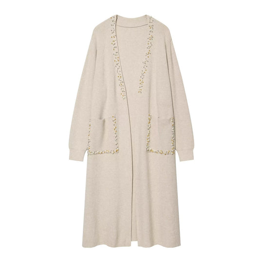 Damen langer Strickcardigan mit Perlenverzierung Shop Nory