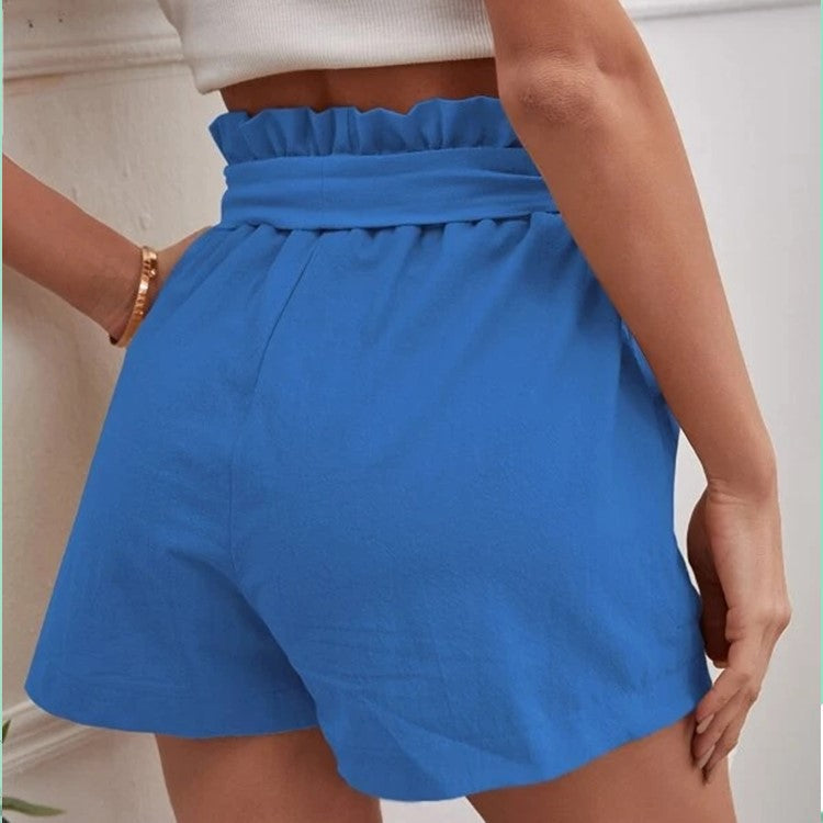 Damen elegante Shorts mit Bindegürtel und breitem Bund