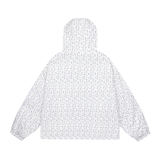 Damen leichte Kapuzenjacke mit floralem Allover‑Print und elastischen Bündchen Shop Nory