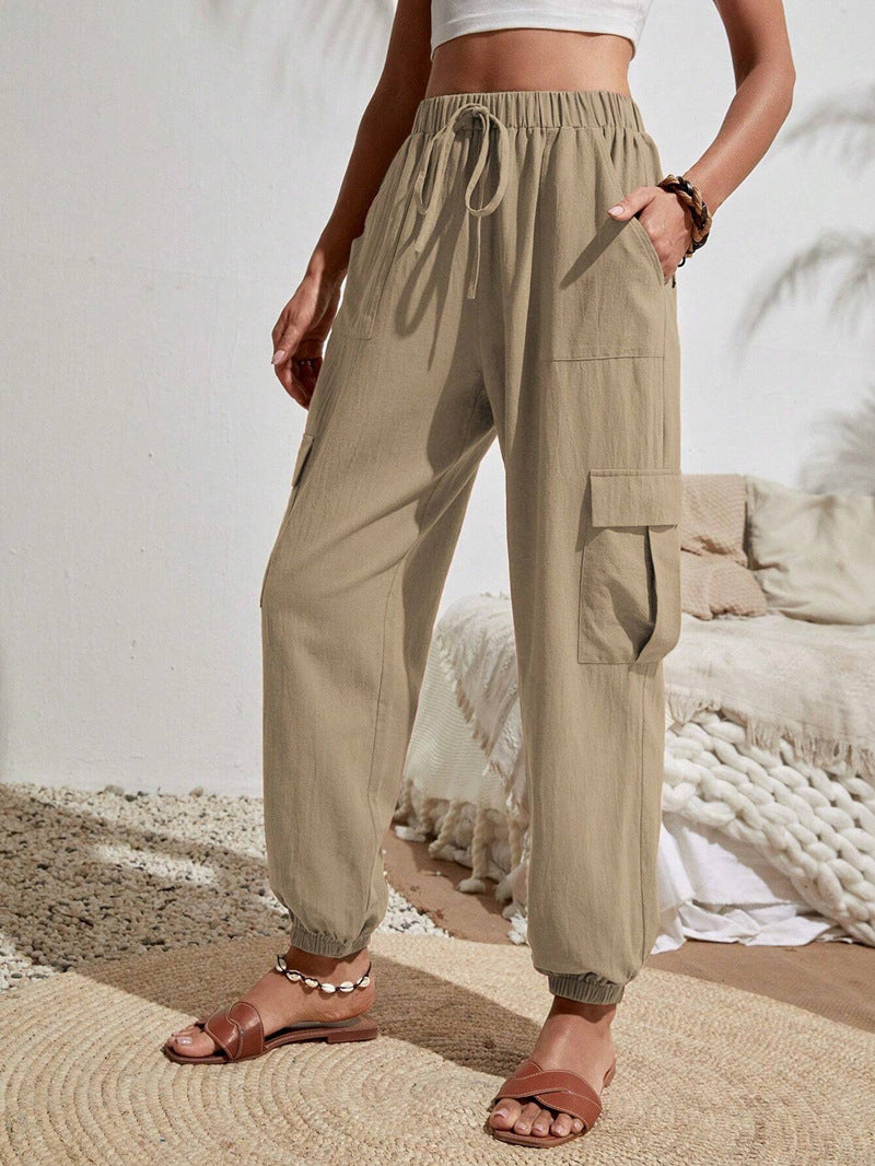 Damen Cargo-Jogginghose mit elastischem Bund, Kordelzug und aufgesetzten Taschen Shop Nory