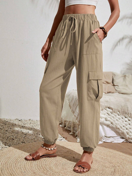 Damen Cargo-Jogginghose mit elastischem Bund, Kordelzug und aufgesetzten Taschen Shop Nory