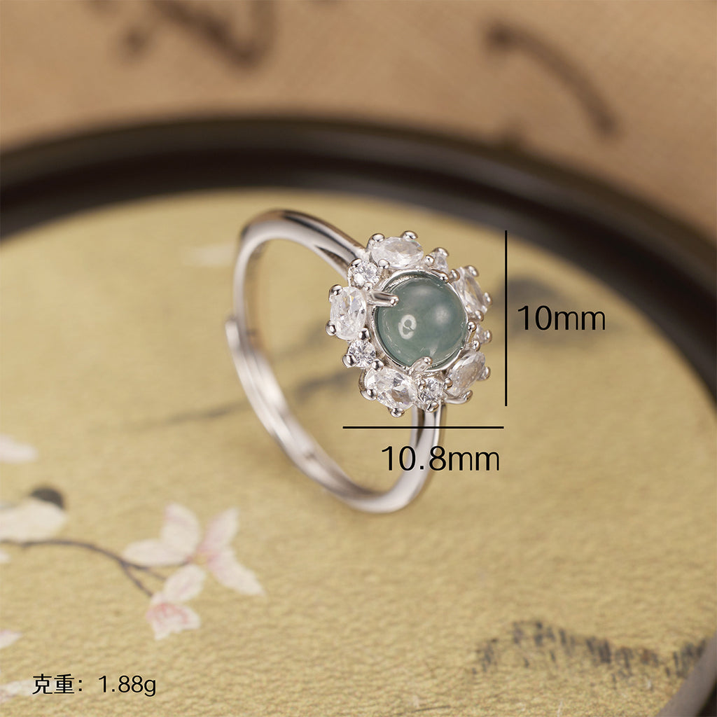 Damen Ring mit exquisitem, facettiertem Edelstein und funkelnden Zirkoniasteinen Shop Nory