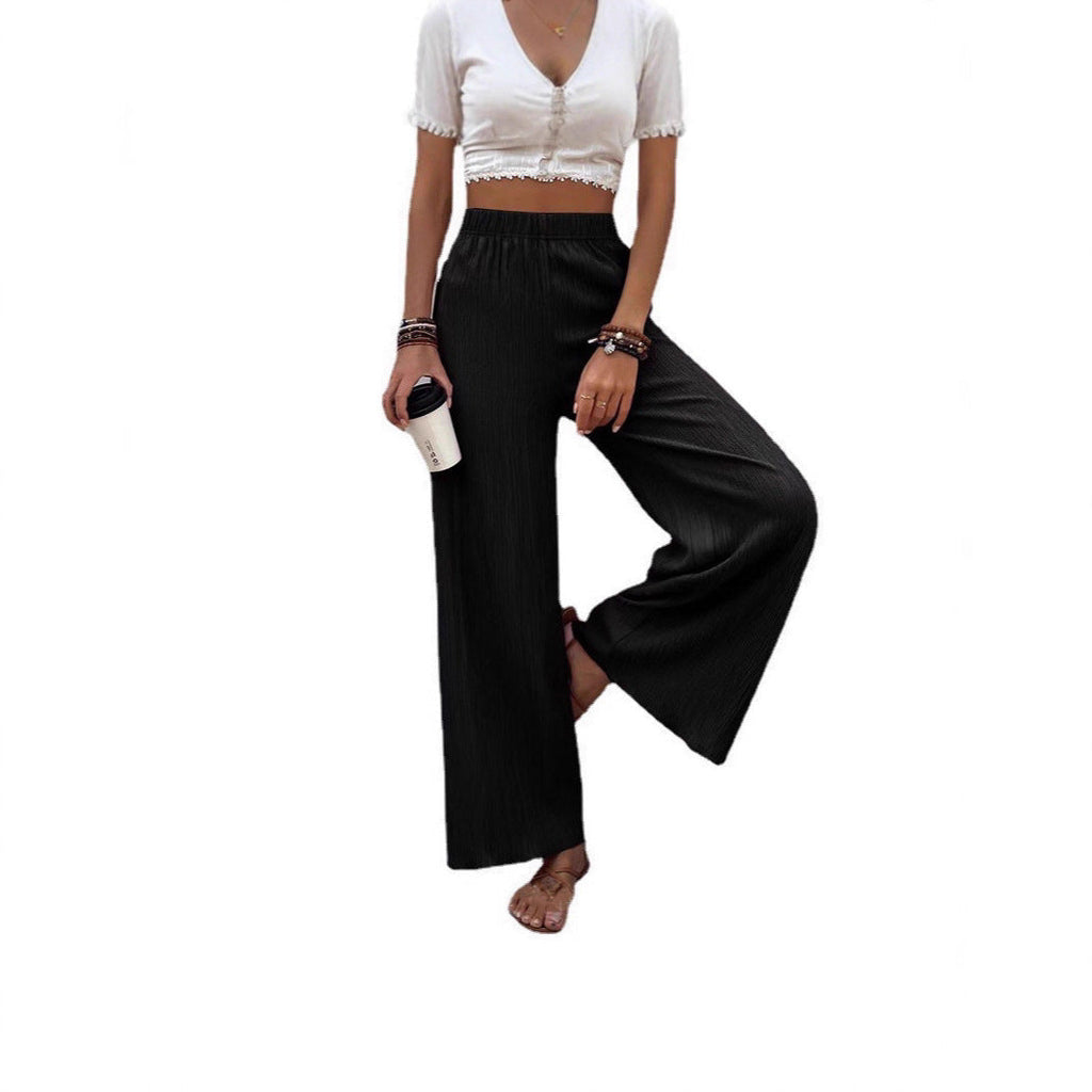Damen Weite Plissee-Hose aus atmungsaktivem Material Shopnory