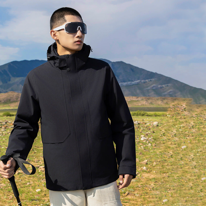 Herren Leichter wasserdichter Parka mit verstellbarer Kapuze und verdecktem Reißverschluss Shop Nory