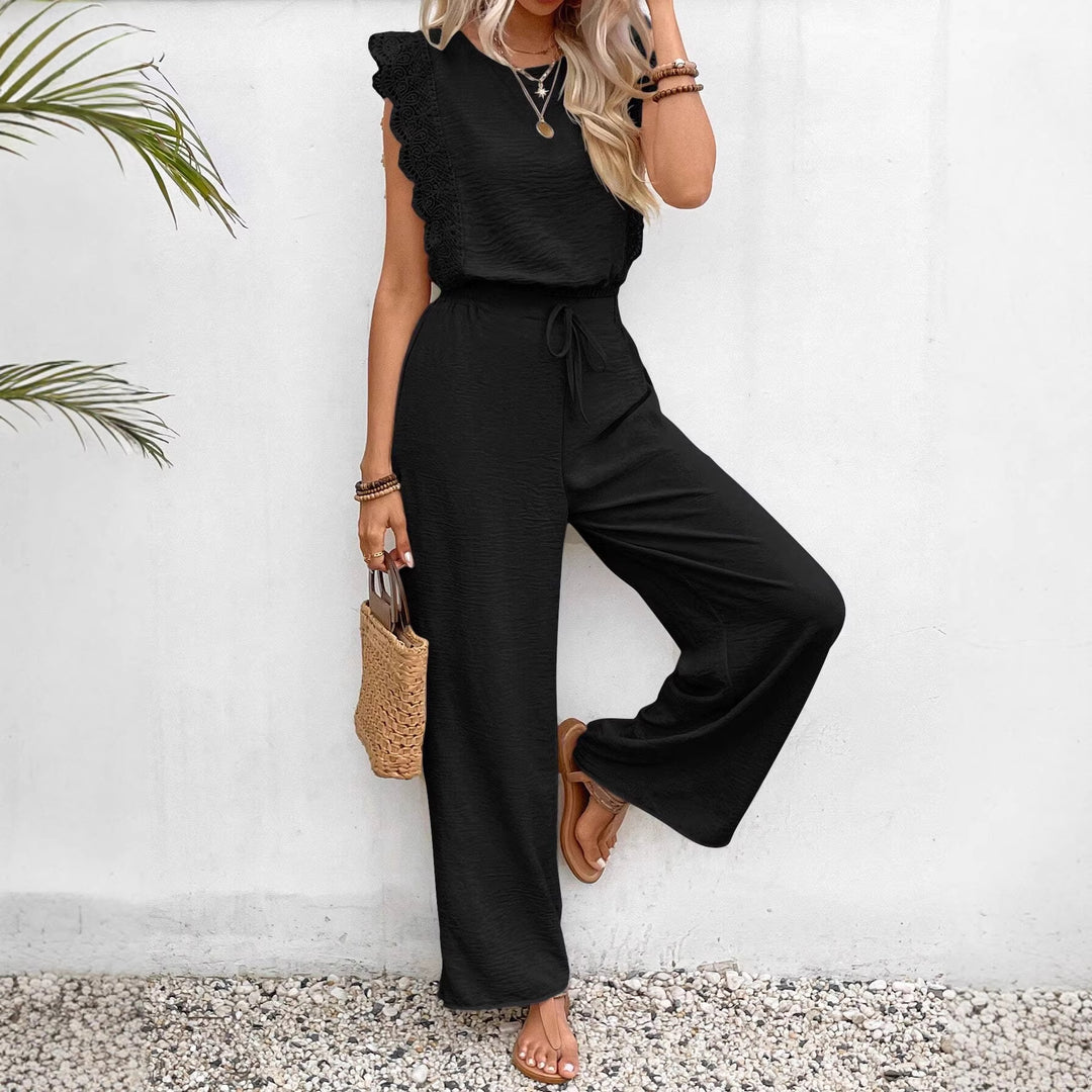 Damen Zweiteiliges Set aus Top und Palazzo-Hose mit Spitzenvolant Shop Nory