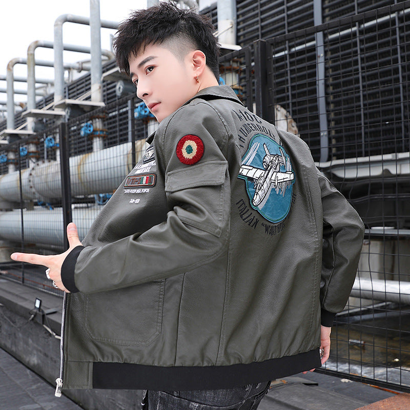 Herren Aviator‑Bomberjacke im Military‑Style mit großem Rückenpatch und Ärmeltasche Shop Nory