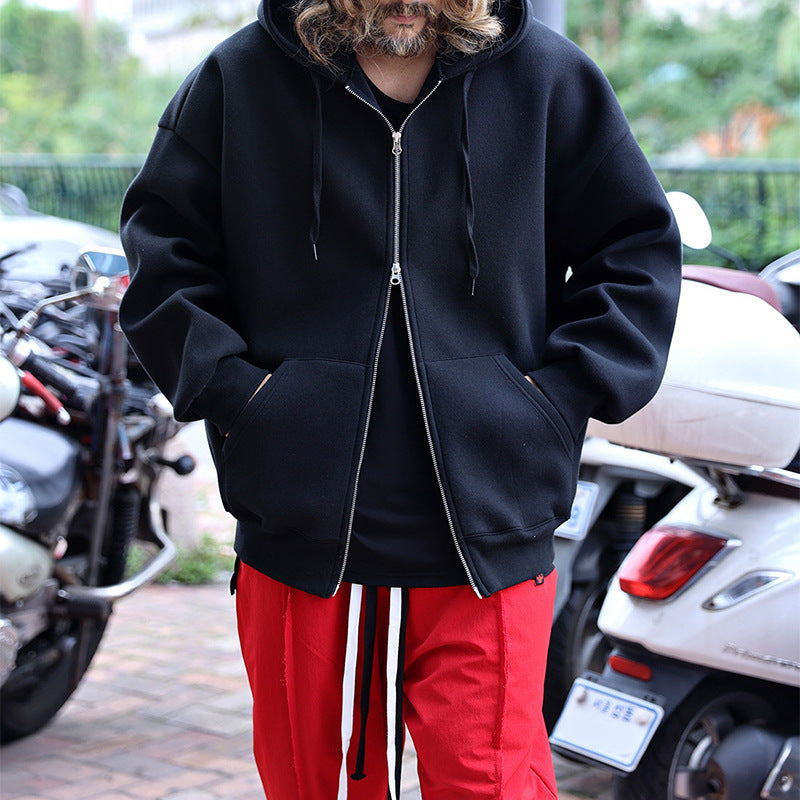 Herren Oversized Kapuzen-Zipjacke aus schwerem Fleece mit Kängurutaschen Shop Nory