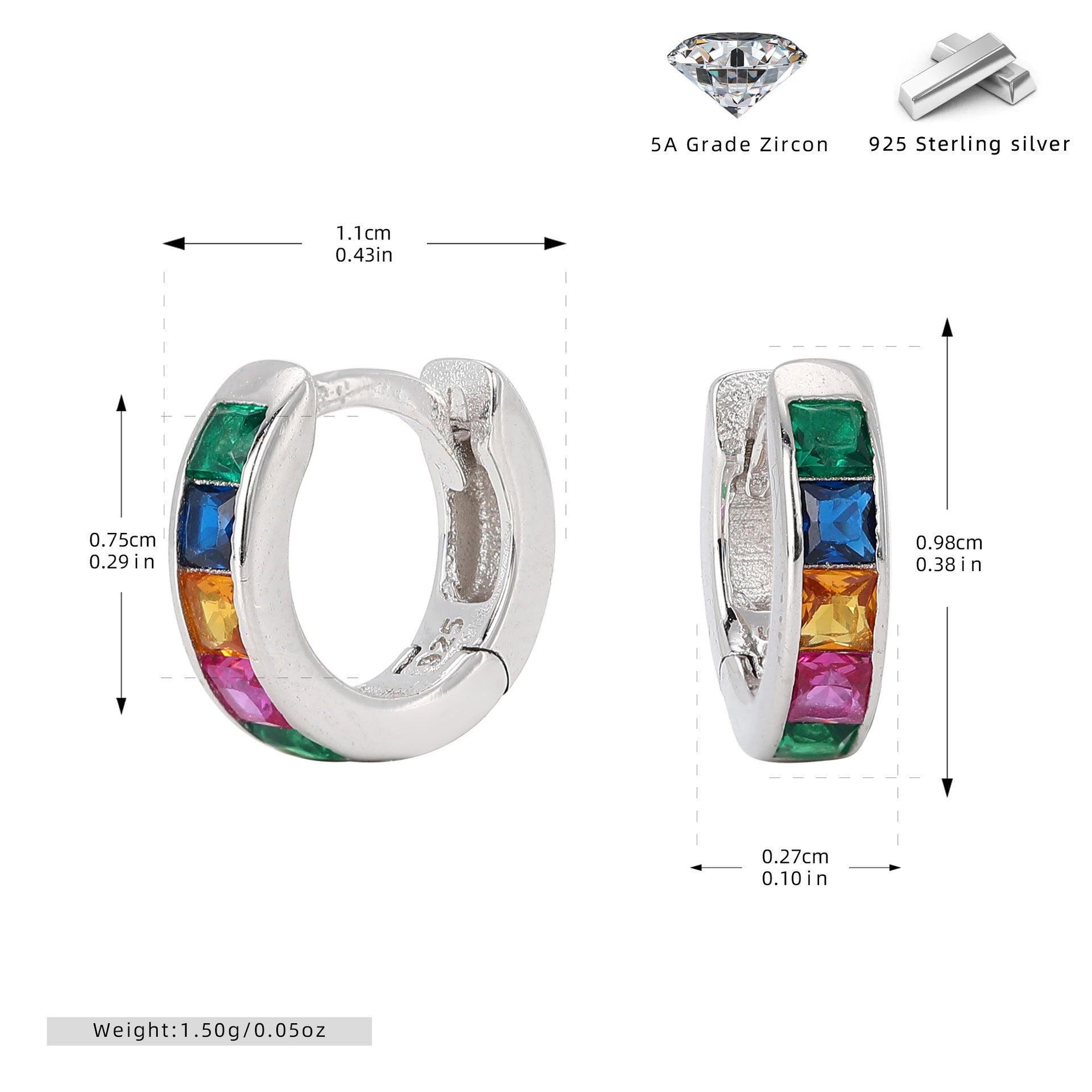 Damen Ohrcreolen mit funkelnden Zirkon-Akzenten aus hochwertigem 925 Sterling Silber Shop Nory