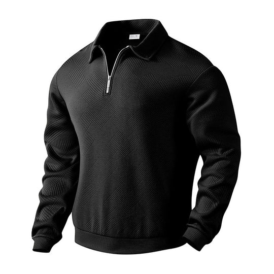 Herren nan strukturierter Troyer-Pullover mit Reißverschluss und Hemdkragen Shop Nory