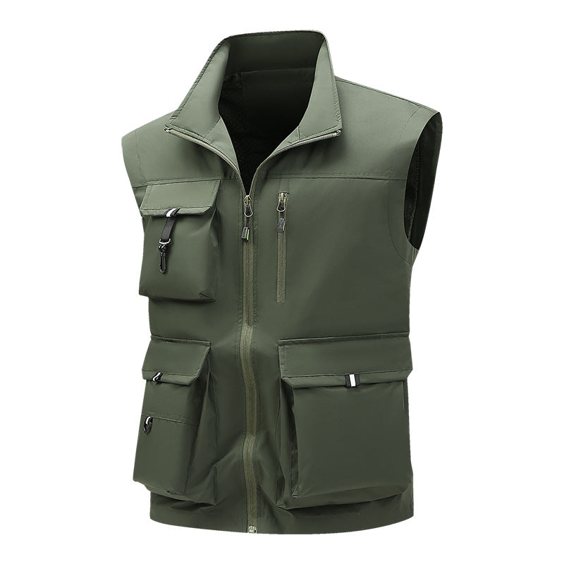 Herren Multifunktionale Outdoor-Utility-Weste mit mehreren Cargo-Taschen und Stehkragen Shop Nory