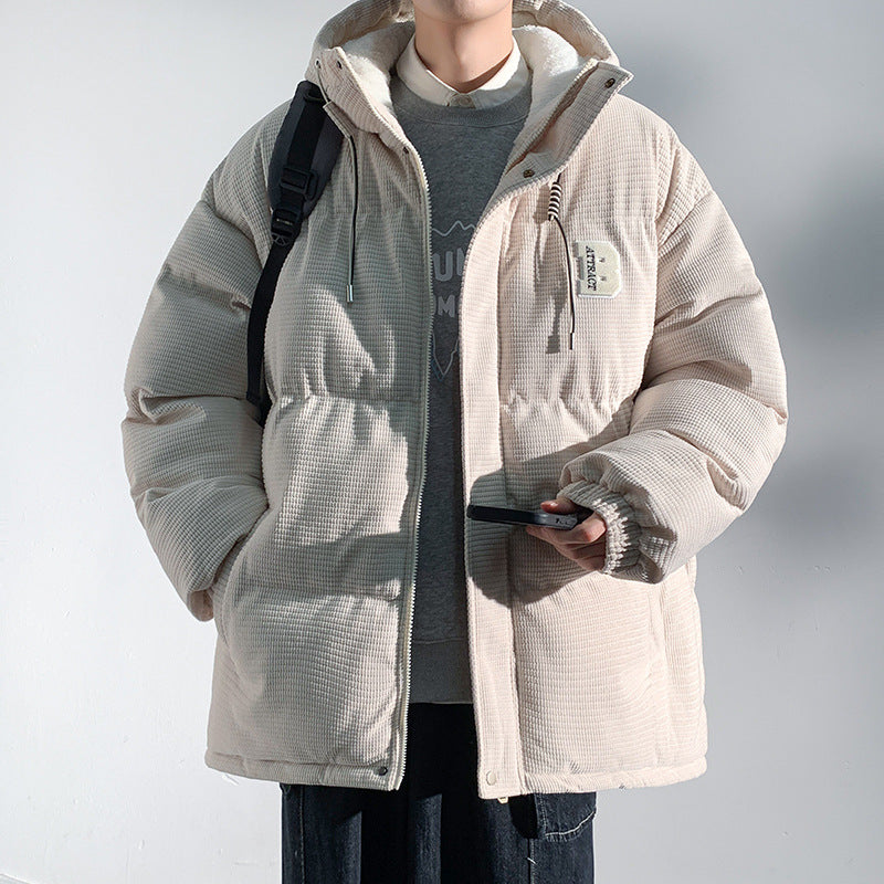 Herren Gepolsterte Cord-Steppjacke mit Kapuze, Teddyfleece-Innenfutter und Oversize-Schnitt Shop Nory