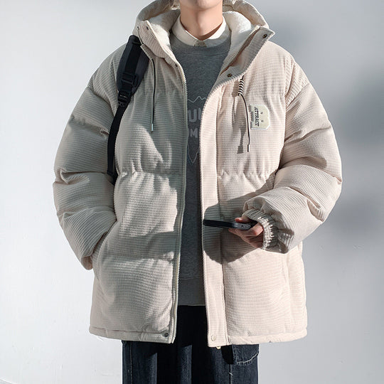 Herren Gepolsterte Cord-Steppjacke mit Kapuze, Teddyfleece-Innenfutter und Oversize-Schnitt Shop Nory