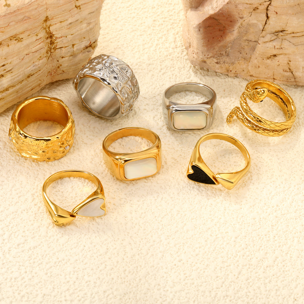 Damen Ring mit herzförmigem Design und eleganter Muschelinlay Shop Nory