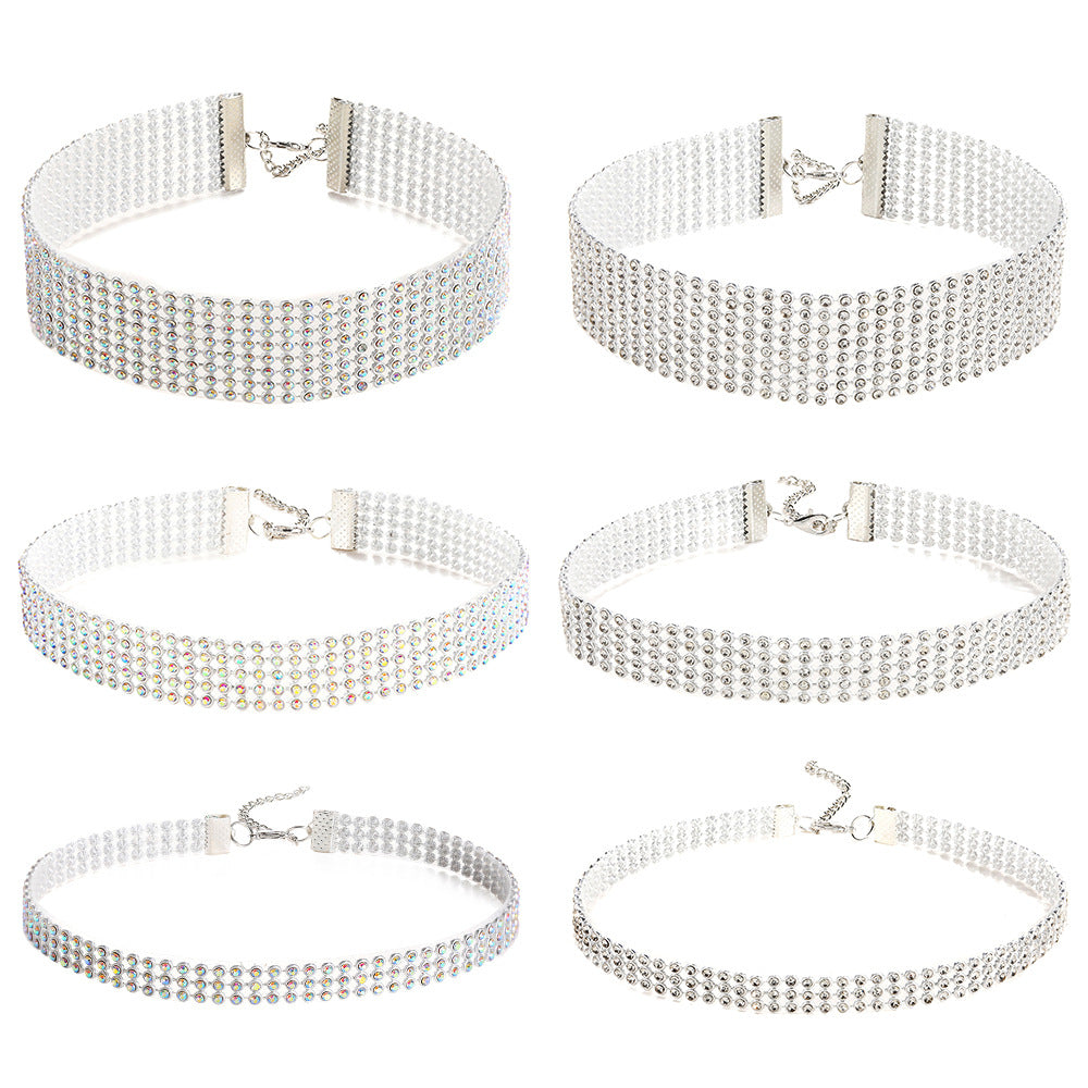 Damen glitzernde Choker-Halskette mit verstellbarem Verschluss Shop Nory
