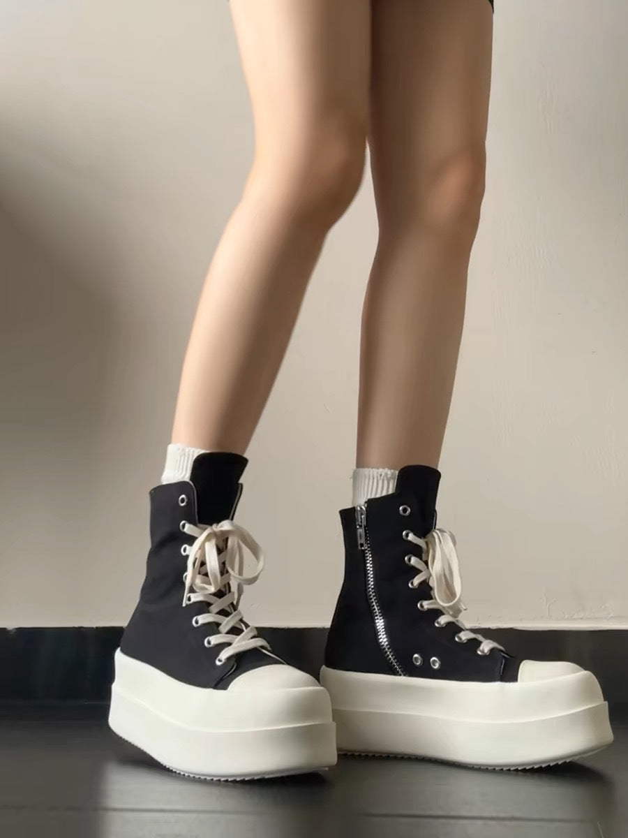 Damen Plateau-Boots mit überhöhter Gummiplattform, hohem Schaft und verstärkter Zehenkappe Shop Nory