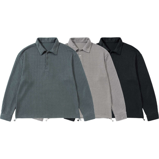 Herren Strukturiertes Poloshirt-Strickpullover mit Knopfleiste und Waffelstrick Shop Nory